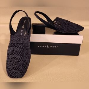 Karen Scott Navy Blue Closed Toe Sandal Mules Sling Back New In Box 9 Wi…